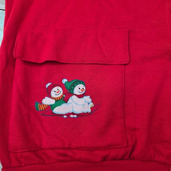 Vintage DiCarlo Red Button-Up Christmas Cardigan W/ Snowman Print - Picture 4 of 10